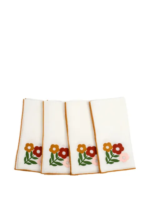 Misette floral-embroidered napkins (set of four) White MST22NAPFARP