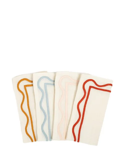 Misette Colorblock Embroidered Linen Napkins (set of four) Neutrals MST21NAPCB005