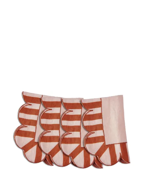 Misette scalloped-edge striped napkins (set of four) Red MST24NAPSCR