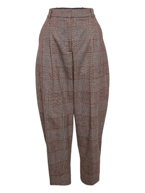 Stella McCartney Pre-Owned 2024 pleated plaid tapered trousers Brown 1092039