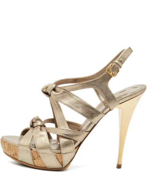 Miu Miu Pre-Owned 2023 Knotted Leather Sandals Neutrals 1154646