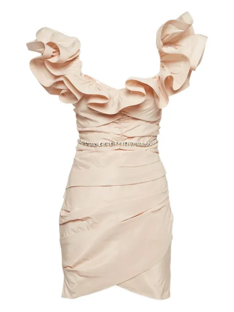 Elisabetta Franchi ruffle-detail crystal-embellished dress Pink 1146571