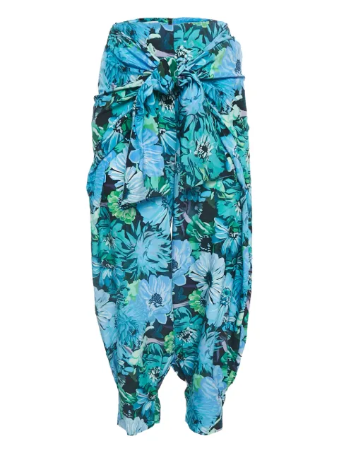 Stella McCartney Pre-Owned floral-print tie-waist trousers Blue 1138788