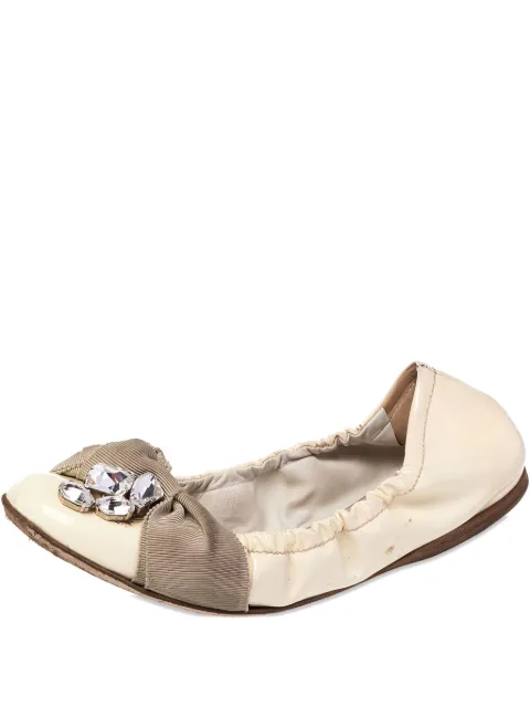Miu Miu Pre-Owned crystal-embellishment ballet flats Neutrals 481810