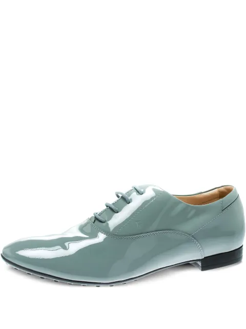 Tod's Vintage patent-finish leather oxford shoes Blue 176887