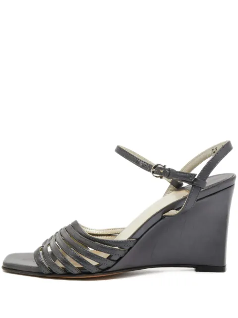 Ferragamo Pre-Owned 90mm leather wedge sandals Grey 816572