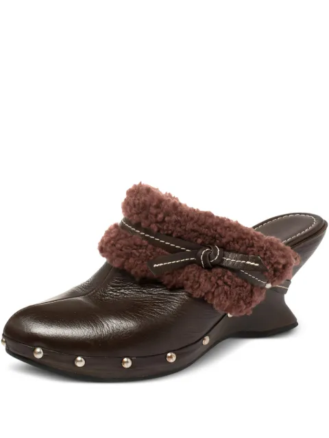 Ferragamo Pre-Owned 75mm leather shearling-trim mules Brown 402261