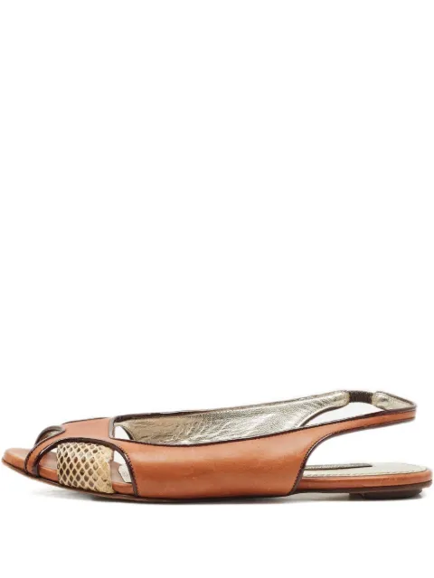 Dolce & Gabbana Pre-Owned leather snakeskin-effect slingback sandals Brown 1162456