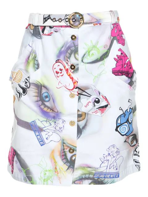 Kenzo Pre-Owned graphic-print buttoned mini skirt White 244321