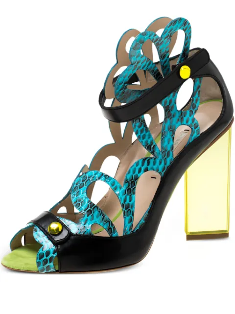 Nicholas Kirkwood pre-owned 100mm python leather sandals Black 216513
