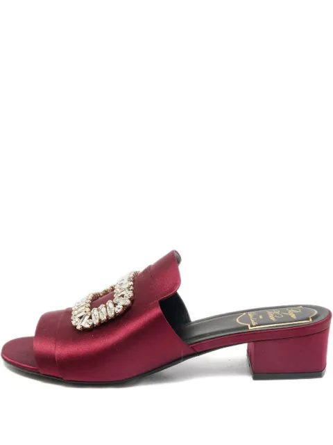 Roger Vivier Vintage 35mm crystal-buckle satin sandals Red 1158230