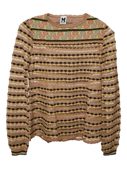 Missoni Pre-Owned pointelle-stripe sweater Neutrals 1134651