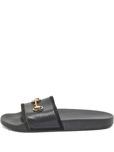 Gucci Pre-Owned Horsebit-detail slides Black 1125251