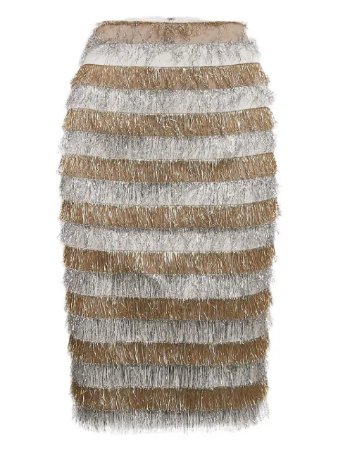Max Mara metallic-fringe skirt Grey 1133549