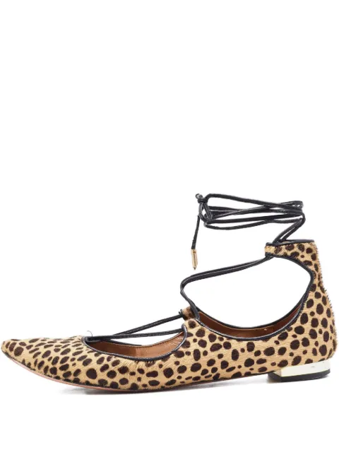 Aquazzura 2024 calf hair leopard print flats Brown 888852