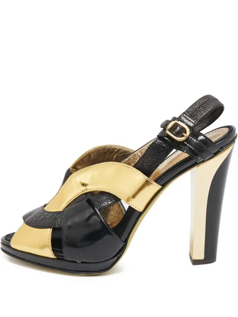 Roberto Cavalli Vintage Pre-Owned 130mm crocodile-embossed leather sandals Black 1092013