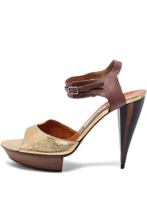 Lanvin Pre-Owned leather buckle sandals Brown 733628