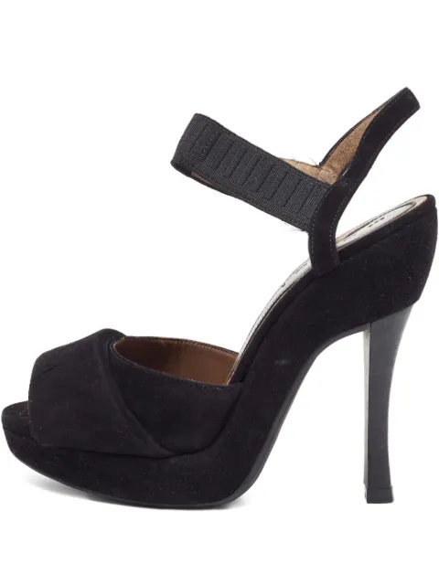 Marni Pre-Owned elastic-strap suede heeled sandals Black 870525