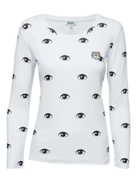 Kenzo Pre-Owned eye-print long-sleeve t-shirt White 795801