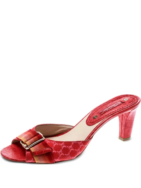 Celine Pre-Owned 60mm crocodile-embossed sandals Red 181998