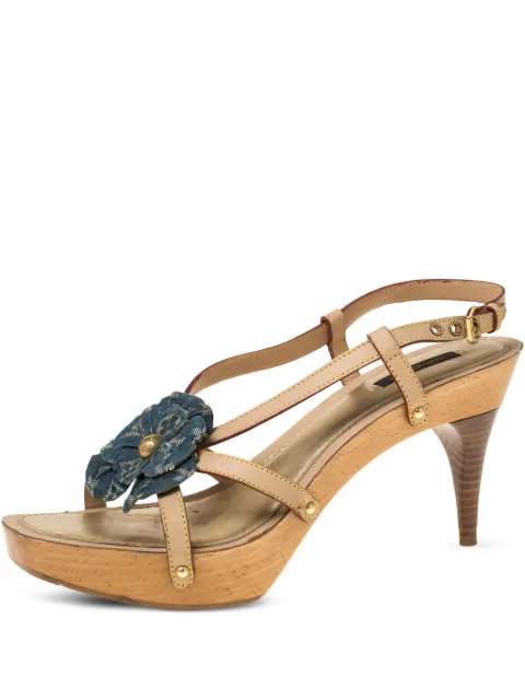 Louis Vuitton Pre-Owned flower-embellishment sandals Neutrals 1157255