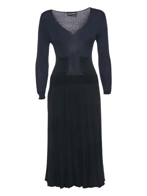 Sonia Rykiel Pre-Owned ribbed-knit pleated midi dress Blue 1153554