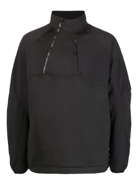 Maharishi diagonal-zip panelled sweatshirt Black 4571