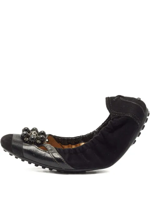 Tod's Vintage beaded panelled ballet flats Black 1148582