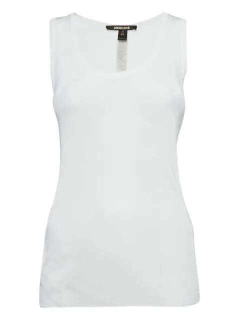 Roberto Cavalli Vintage 2024 Lace Trim Tank Top White 1142089
