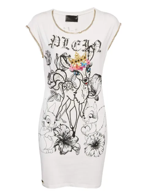 Philipp Plein 2024 deer-embellishment mini-dress White 1160082