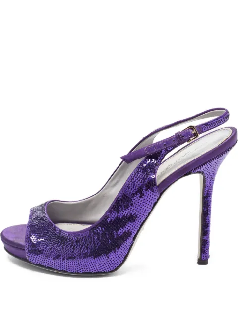 Sergio Rossi Vintage 110mm sequined slingback sandals Purple 848387