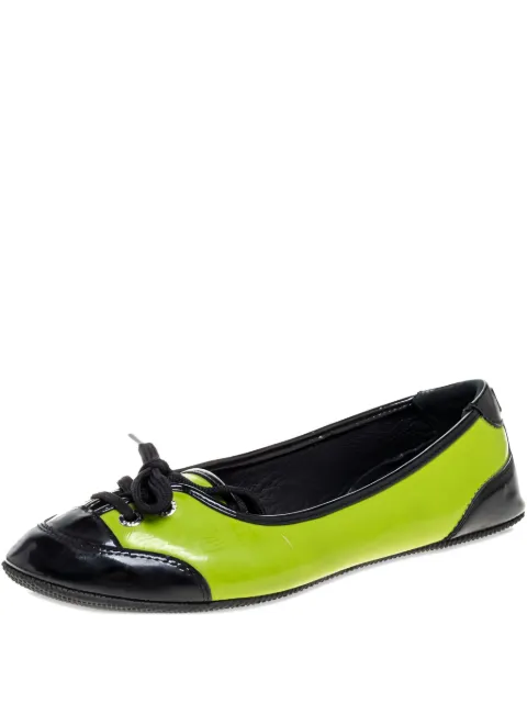 Dolce & Gabbana Pre-Owned lace-detailing leather ballet flats Green 364606