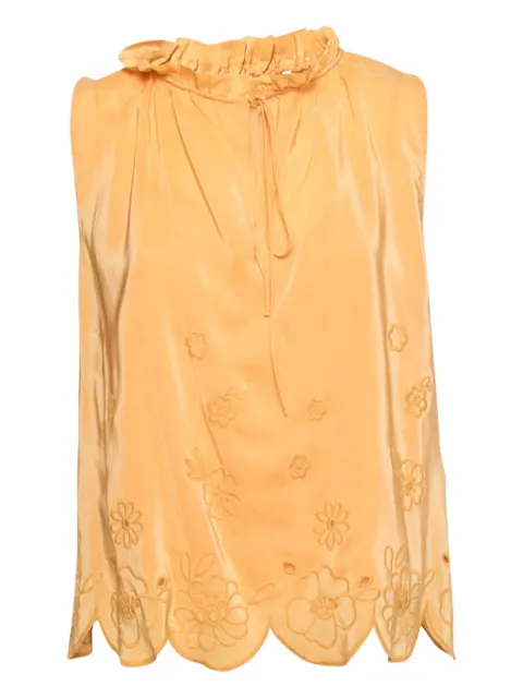 See By Chloé Vintage floral-embroidered cotton blouse Yellow 664275