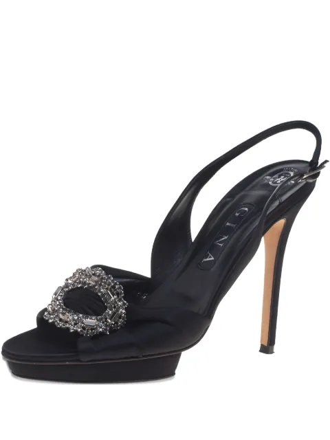 Gina brooch-embellished sandals Black 92889