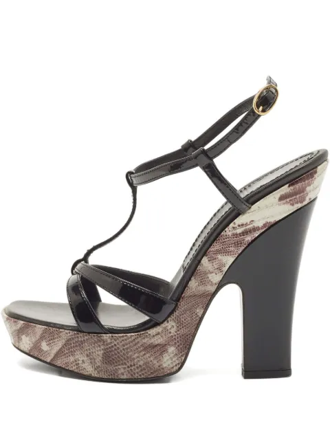 Casadei Vintage 130mm lizard-embossed platform sandals Black 846695