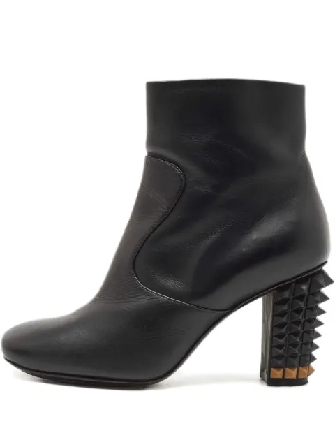 Fendi Pre-Owned leather studded heel boots Black 1147840