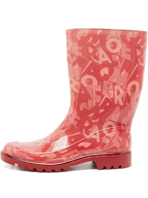 Ferragamo Pre-Owned logo-print rain boots Red 1135201