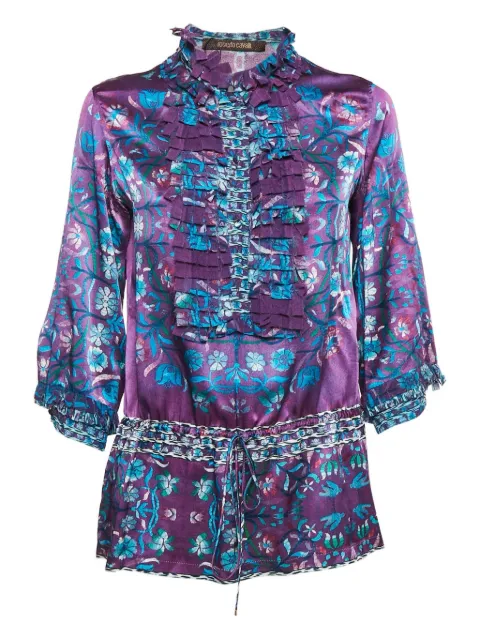 Roberto Cavalli Vintage floral ruffle top Purple 1142357