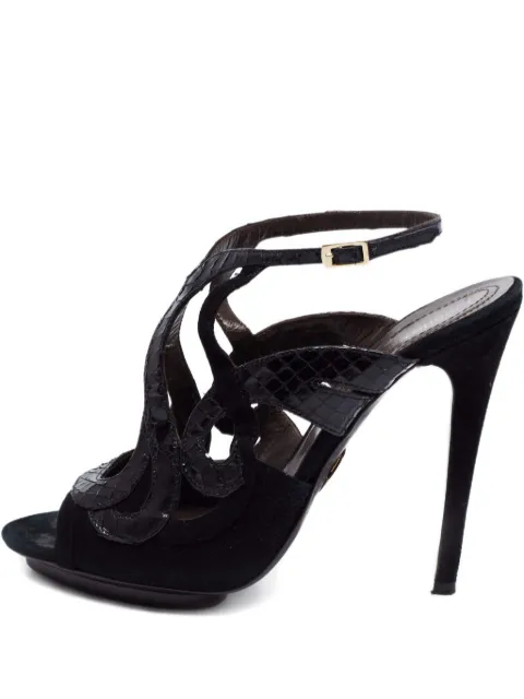 Roberto Cavalli Vintage 120mm snakeskin leather sandals Black 715788