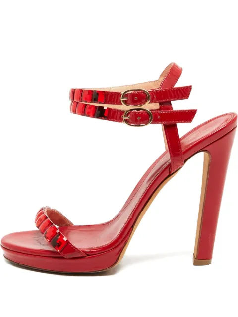 Sergio Rossi Vintage 185mm crystal-embellished buckle sandals Red 895078