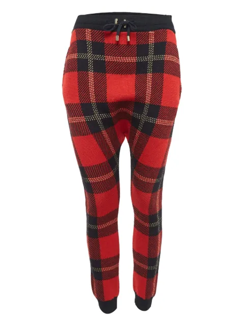 Balmain Pre-Owned lurex plaid trousers Red 1020690