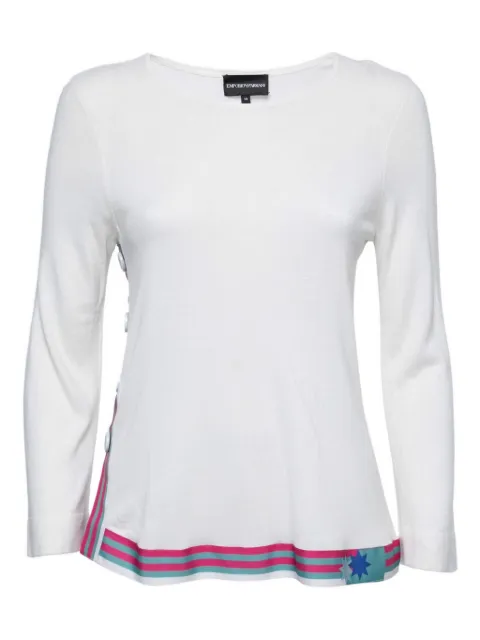 Emporio Armani Pre-Owned side-button stripe-detail top White 731811