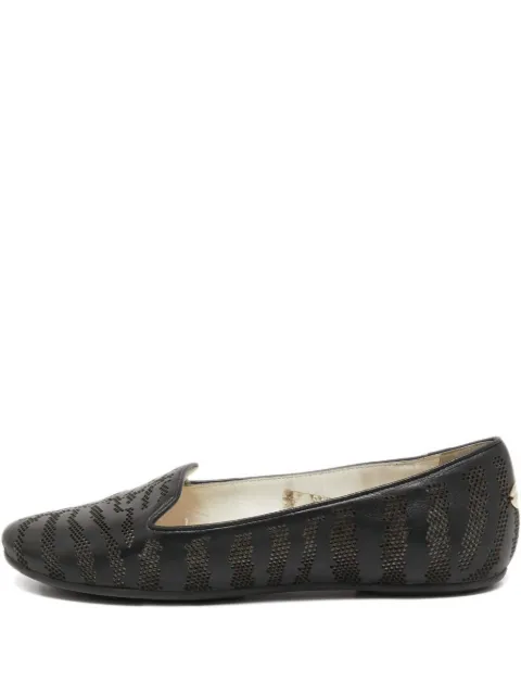 Roberto Cavalli Vintage leather striped-pattern loafers Black 761770