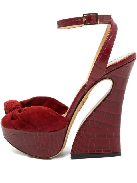 Charlotte Olympia 140mm crocodile-embossed platform sandals Red 762249
