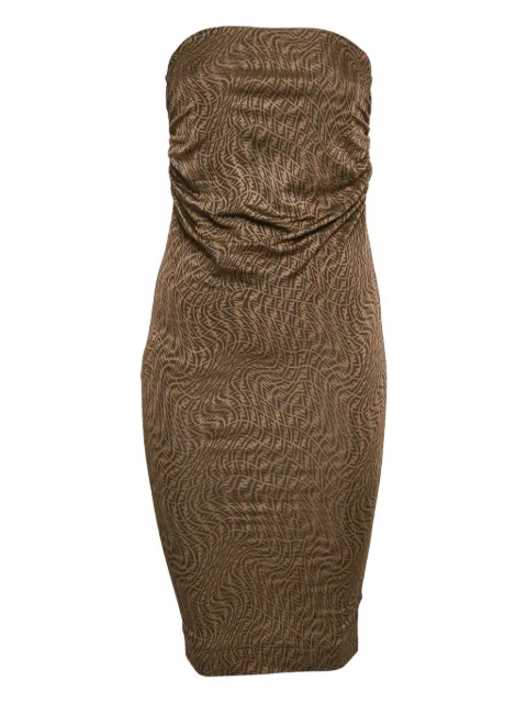 Fendi Pre-Owned ruched monogram dress Brown 1160046