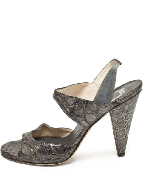 Christian Dior Pre-Owned 100mm crocodile-embossed slingback sandals Grey 924700