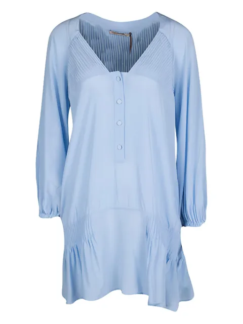 Ermanno Scervino Vintage pin tucks buttoned tunic top Blue 130150