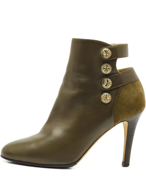 Jimmy Choo Pre-Owned 90mm Troop leather ankle boots Green 1152797