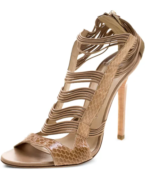 Jimmy Choo Pre-Owned python leather stiletto sandals Neutrals 121442