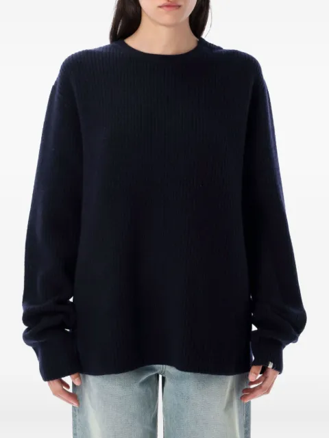 extreme cashmere ribbed round-neck sweater Blue YOUNAVY